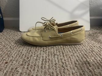 Sperry Yellow Leather Lace-Up Boat Shoes Women's US 9.5 Rubber Sole Logo