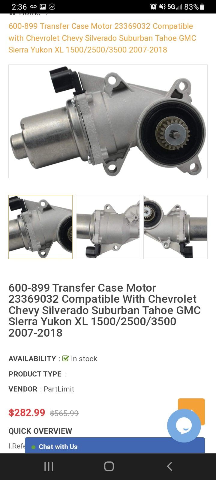 600‐899 Transfer Case Motor For Chevy/GMC