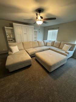 Large sectional couch with huge ottoman