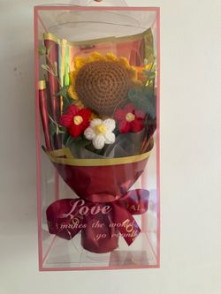 Handmade Crochet Sunflower Bouquet Gift Box