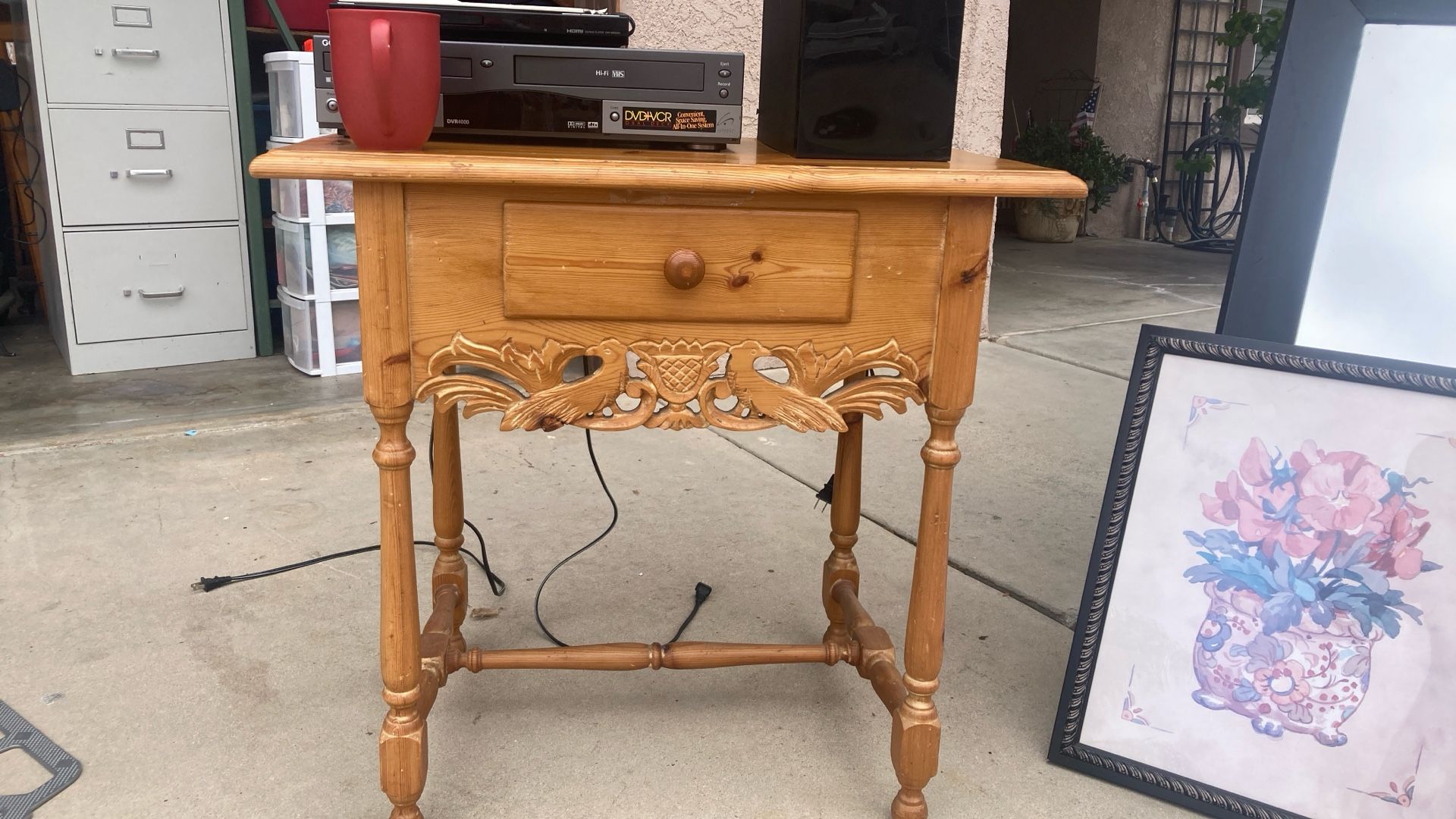 Beautiful carved pine side table