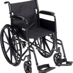 Folding Transport Wheelchair with Full Arms and Removable Swing-Away Footrest, Black