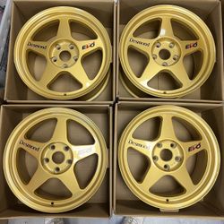 New 17” Spoon Slipstream Style Gold Wheels 5x114 Accord Civic Si Rsx EP3 Tsx  Honda Acura Lexus Toyota 