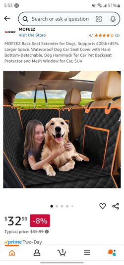 Pet backseat car extender - Hard shell bottom - Mesh window - 400lbs capacity