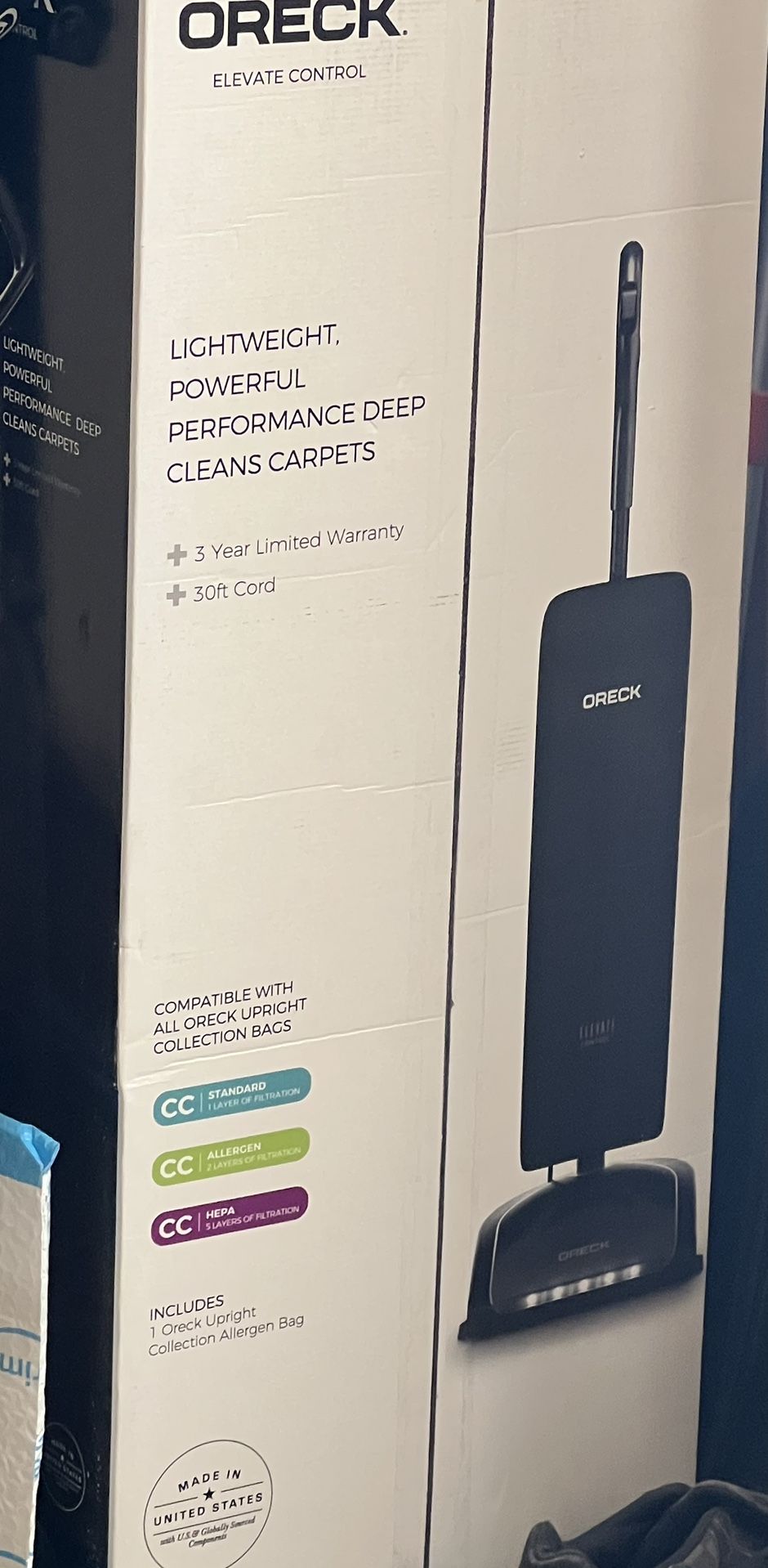 NEW Oreck Elevate Control HEPA Bag Vacuum