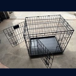 Medium Double Door Metal Folding Dog Crate 