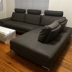 City Furniture -Sectional Leather Sofa- Extends Back To A Bed 