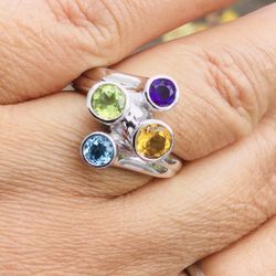 Size 6. Genuine Gems 925 Sterling Silver 