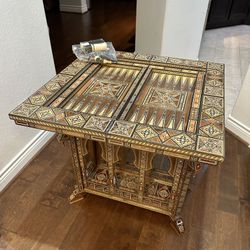Wooden Board Game Table With Decorative inlays