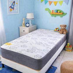 New twin mattress and box spring 2 pc bed frame is not included