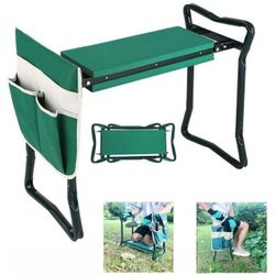 Folding Garden Kneeler Seat Gardening Workseats Portable Garden Bench Stool with Thicken Foam Kneeling Pad 
