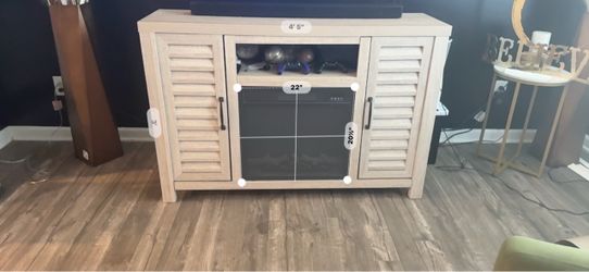 Light Wood TV Stand with Shutter Doors
