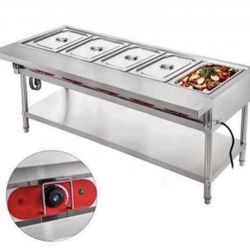 VEVOR 220V Commercial Electric Food Warmer 5 Pot Steam Table Food Warmer 18 Quart/Pan with Lids