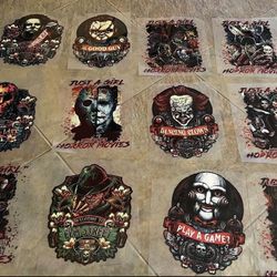 New Horror Movie Iron Ons,  Large. 12 Pack Variety 
