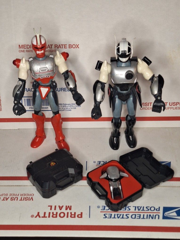 Vintage 1988 Toho Takara Zap Power Force LOT OF 2 Black And Red Police Officer