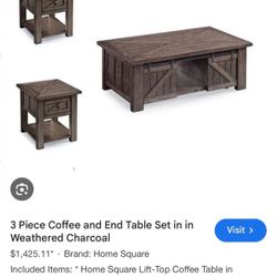 Two End Tables Dark Grey 