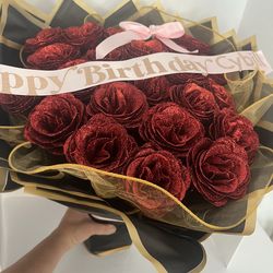 Red diy glitter roses