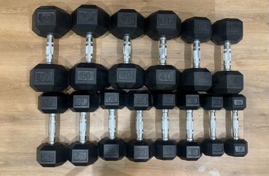 Rubber Hex Dumbbell Set (10–50 lbs) – $550