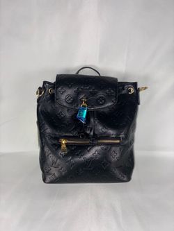 Black Monogram-Embossed Mini Backpack with Gold Hardware