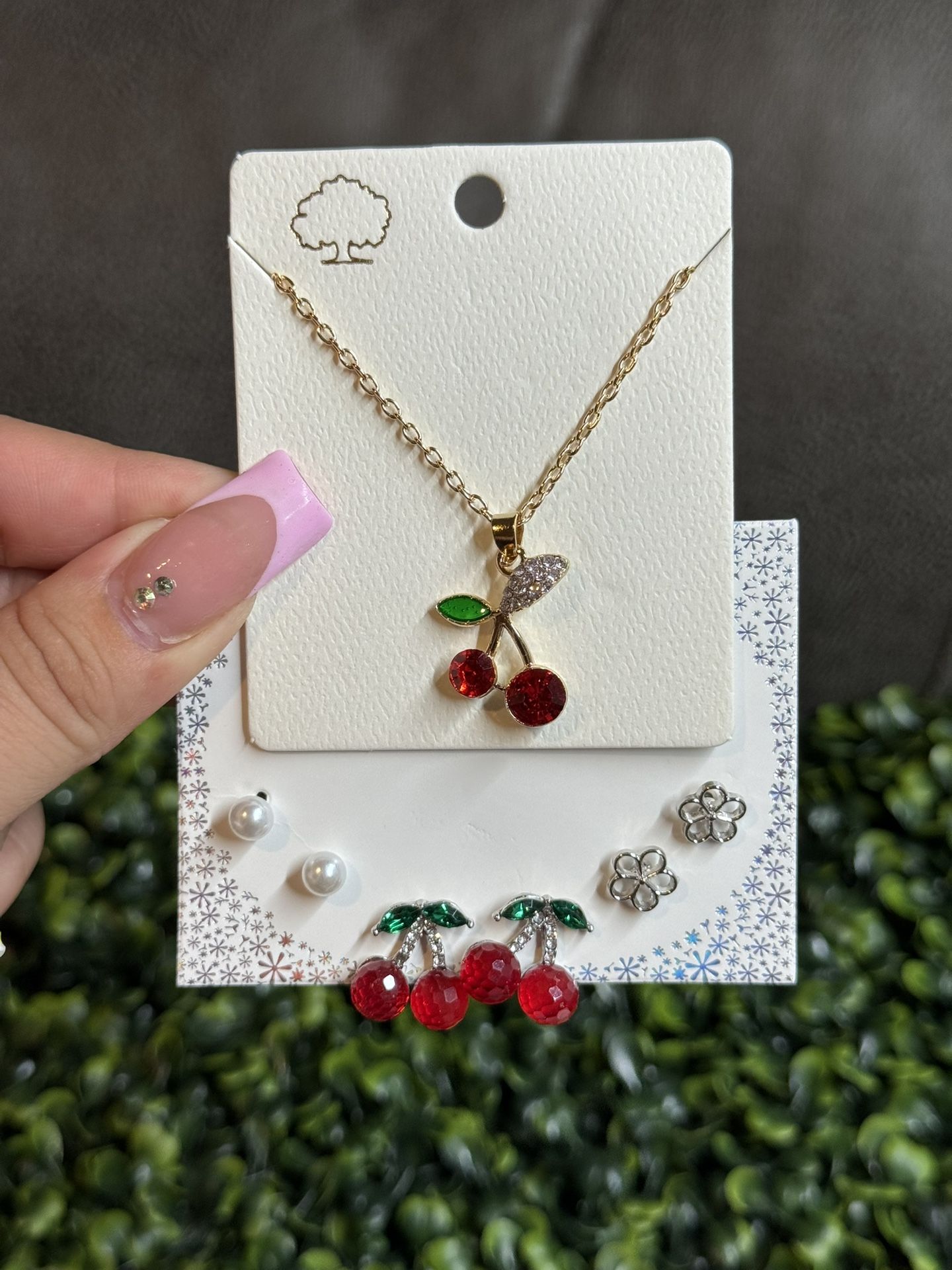 Cherry Necklace & Earrings 🍒