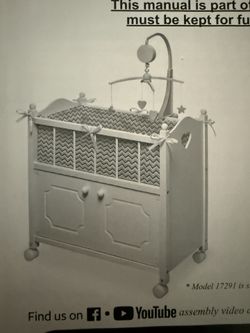 Badger Basket Cabinet Doll Crib with Gingham Bedding