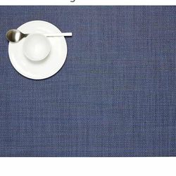 New Chilewich Mini Basketweave Placemats in Indigo - Set of 4 - Easy Care Woven Tabletop Textiles - Indoor/Outdoor - 19" x 14" Rectangle