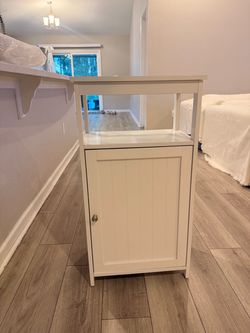 White Farmhouse Storage Cabinet – $40