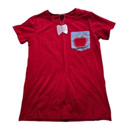 Bow Company Apple Pocket Red Girl SZ 5XL Back To School Plaid Blue Red Shirt