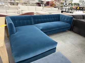 Royal blue Velvet L Shaped Sofa - new Condition
