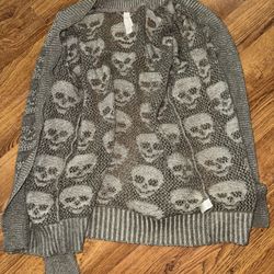aeropostale women's crochet skull sweater medium