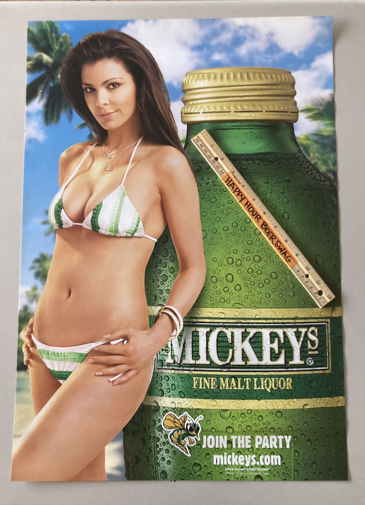 Mint New Old Stock 2006 Mickeys Paper Beer Poster Sign Hot Sexy Model 