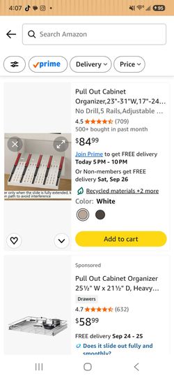 Pull Out Cabinet Organizer,23"-31"W,17"-24"D,Expandable,Adhesive
No Drill,5 Rails,Adjustable Slide out Drawers for Kitchen,Pantry,Roll out Shelves,Cab
