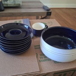 Saucer Cups and Bowl Set