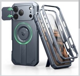 Dexnor for iPhone 17 Pro Max Case, [2 Front Frame & Built-in Flip Camera Cover & Kickstand], Compatible with MagSafe, Heavy-Duty Shockproof Portection