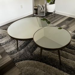 Mirrored Round Coffee with End & Chairside Table Set