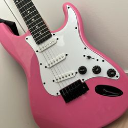 Pink Electric Guitar, 20w Amp, All Accessories, Digital Tuner, Strings, Picks, Tremolo Bar, Shoulder Strap, and Case Bag Complete Beginner Starter kit