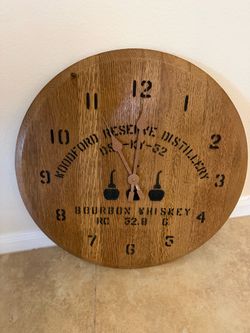 77546  21” Woodford Reserve 2 X Oak Distillery (Bourbon Barrel Head Clock) Whiskey