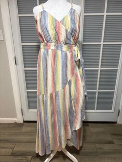 Rainbow Striped Wrap Maxi Dress