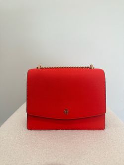 Tory Burch Emerson Flap bag in Brilliant Red with gold hardware