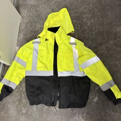 GloWear 8377 Large Hi Vis Winter Bomber Jacket Water Resistant Insulated