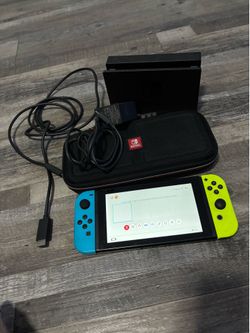 Nintendo Switch V2 Console Bundle with Neon Blue / Neon Yellow Joy-Cons & Case