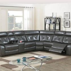 Brand New Bonded Leather Corner Manual Reclining Sectional