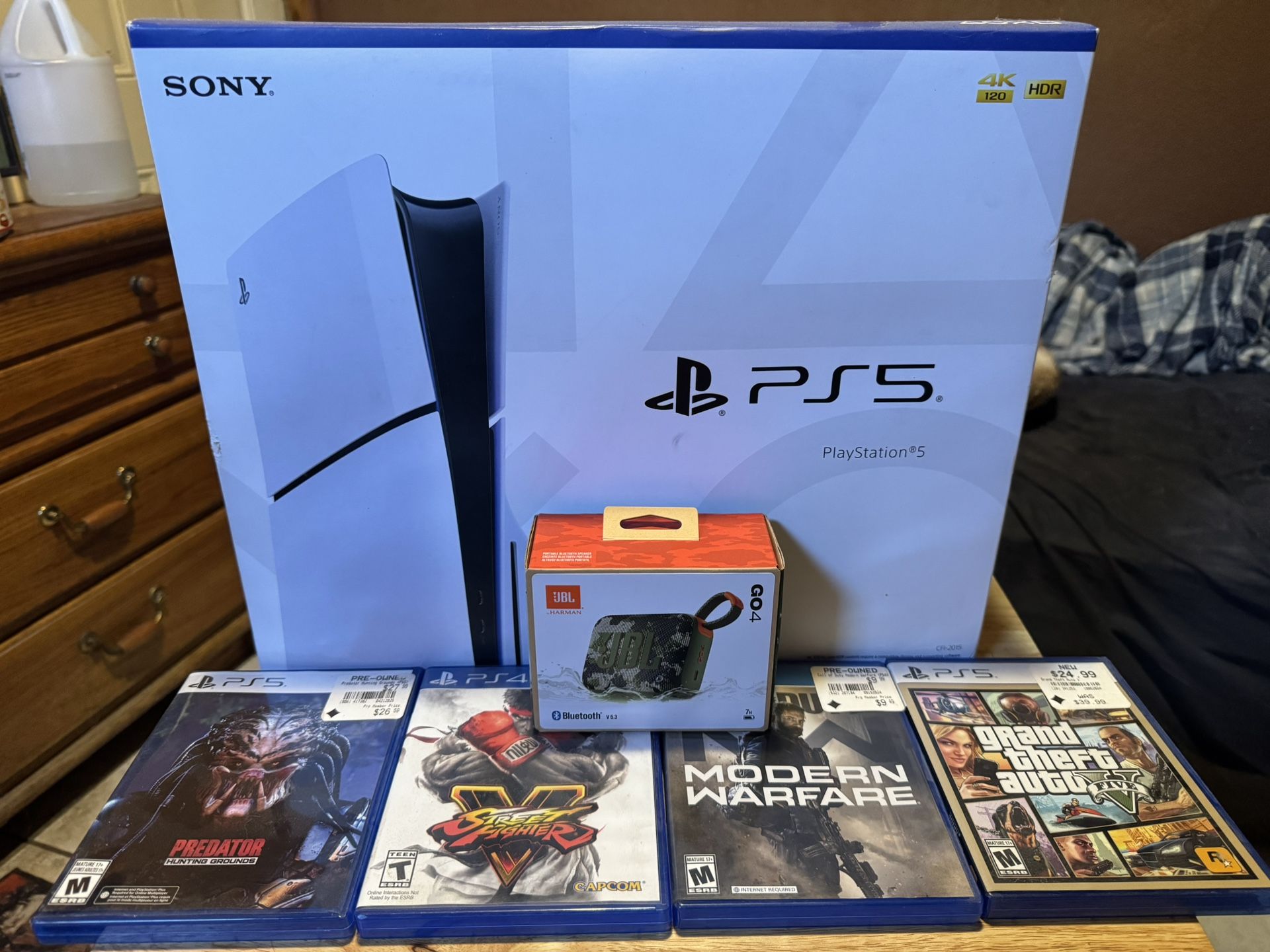 PS5 with games and jbl speaker