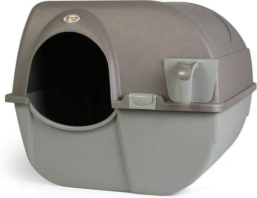 *NEW* Omega Paw Roll 'n Clean Self Cleaning Litter Box, Brown, Large