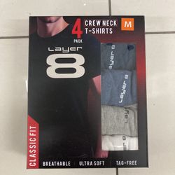 NWT Layer 8 Men’s Crew Neck T-Shirt 4 Pack size M