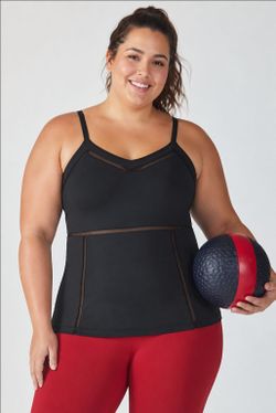 NWT FABLETICS Black Brooklyn Athletic Tank Top with Built In Bra Mesh Accents XL