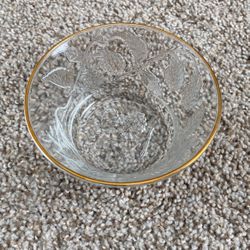 Glassware Bowl Vintage Antique Gold Rim 