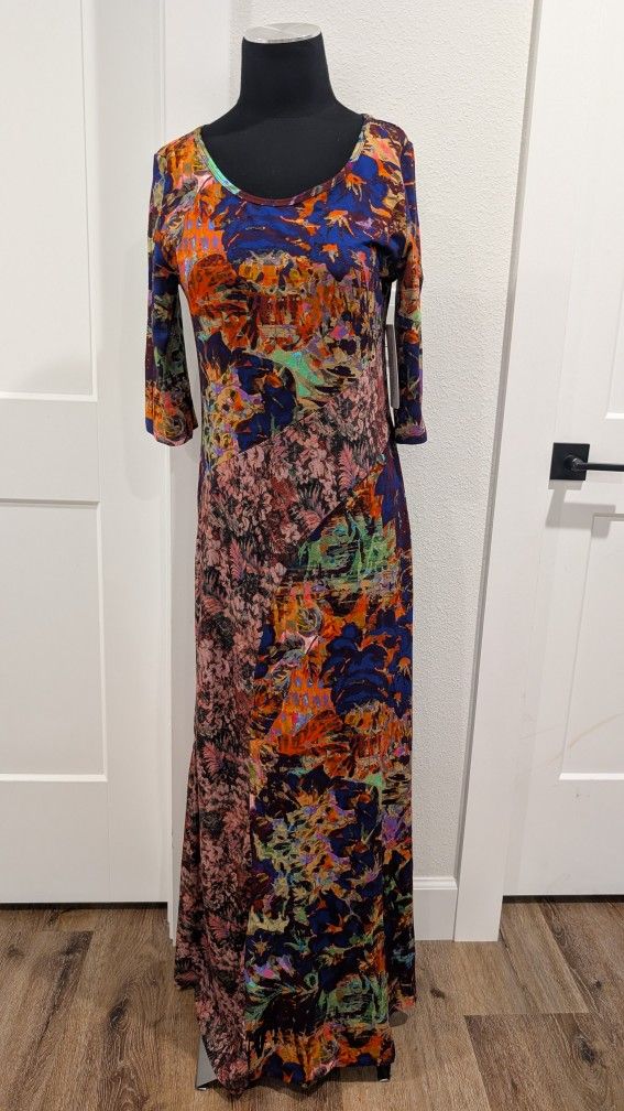 SOFT SURROUNDINGS Estelle Maxi Dress Jersey Knit Mixed Patterns, Size S