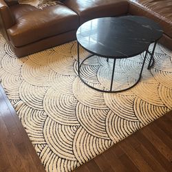 8x10 area rug cream and black graphic pattern