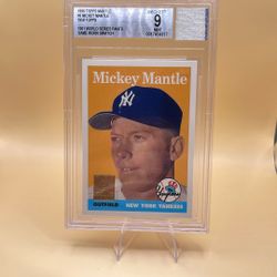 1996 Topps Mantle Mickey Mantle 1958 With 1961 World Series Pants Game Worn Swatch